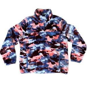 L.L. Bean Womens High Pile Camo Print Fleece Pullover Jacket Size XL